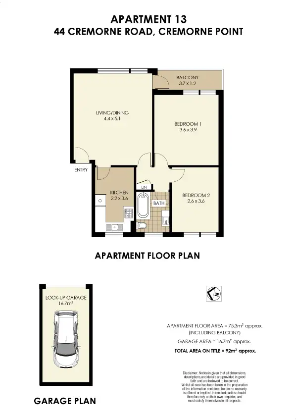 Floorplan of Homely apartment listing, 13/44 Cremorne Road, Cremorne Point NSW 2090