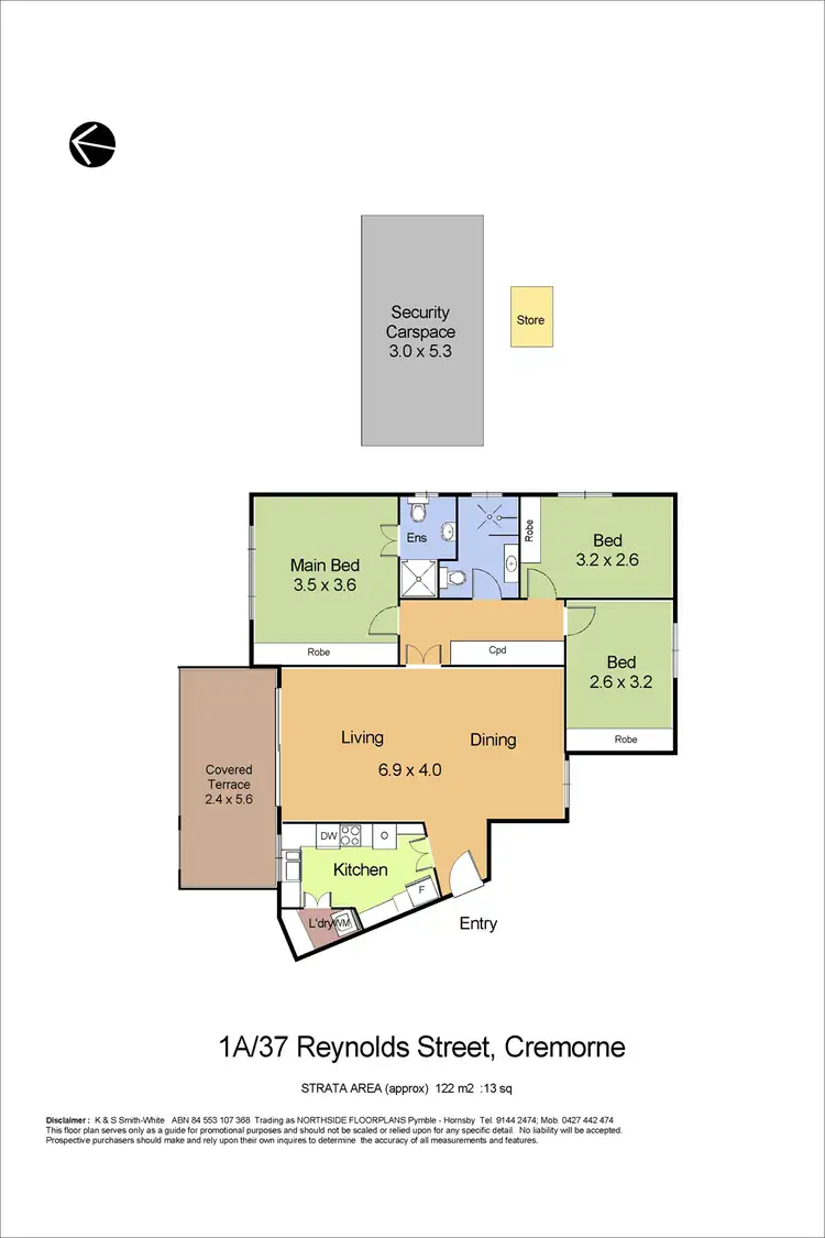 Floorplan of Homely apartment listing, 1a/37-43 Reynolds Street, Cremorne NSW 2090