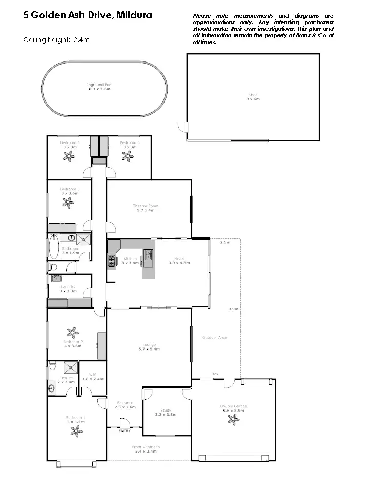 Floorplan of Homely house listing, 5 Golden Ash Drive, Mildura VIC 3500