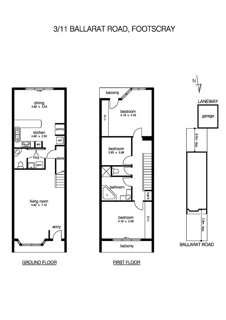 Floorplan of Homely townhouse listing, 3/11 Ballarat Road, Footscray VIC 3011