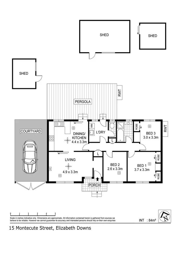 Floorplan of Homely house listing, 15 Montacute Street, Elizabeth Downs SA 5113