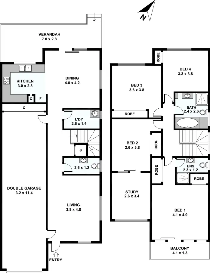 Floorplan of Homely semi-detached listing, 48 Cammarlie Street, Panania NSW 2213