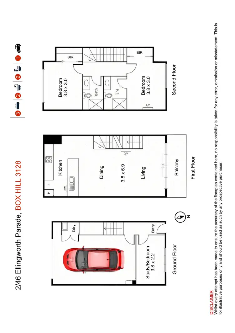 Floorplan of Homely townhouse listing, 2/46 Ellingworth Parade, Box Hill VIC 3128