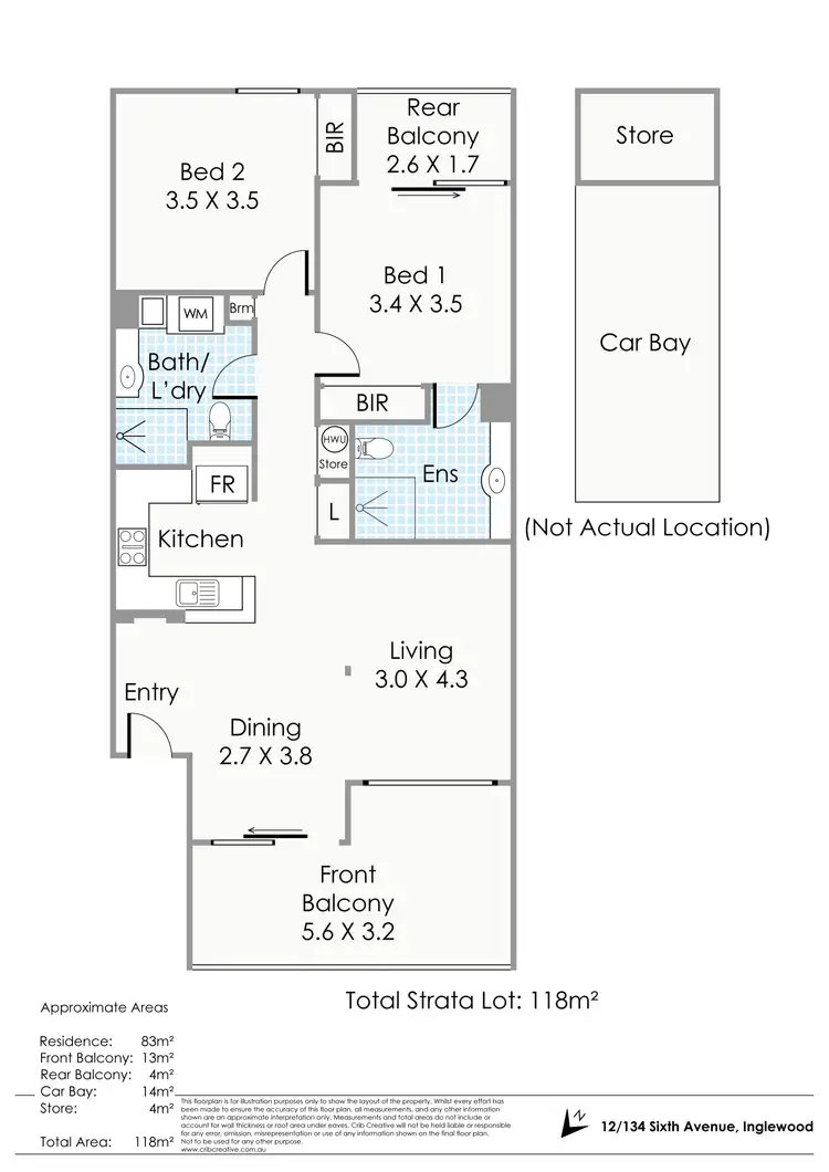 Floorplan of Homely apartment listing, 12/134 Sixth Avenue, Inglewood WA 6052