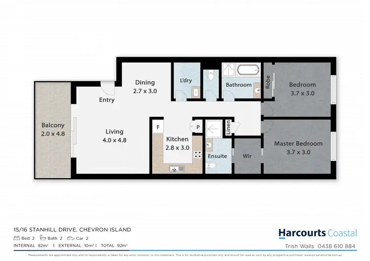 Floorplan of Homely unit listing, 15/16 Stanhill Drive, Chevron Island QLD 4217