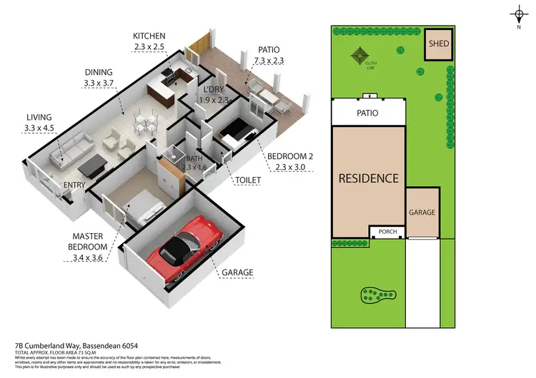 Floorplan of Homely semi-detached listing, 7B Cumberland Way, Bassendean WA 6054