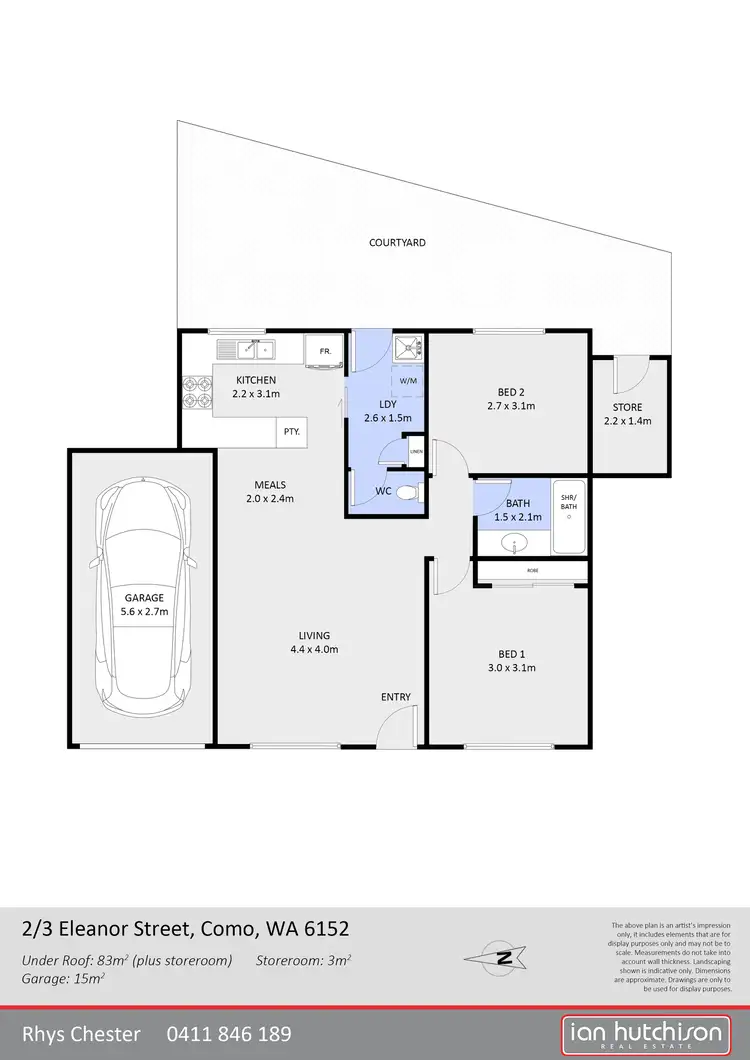 Floorplan of Homely villa listing, 2/3 Eleanor Street, Como WA 6152