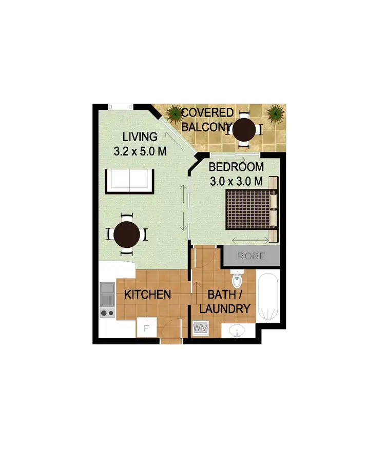 Floorplan of Homely unit listing, 206/99 Griffith Street, Coolangatta QLD 4225