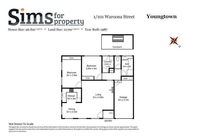 Floorplan of Homely unit listing, 1/101 Waroona Street, Youngtown TAS 7249