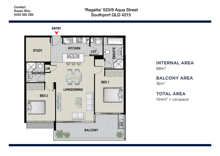 Floorplan of Homely unit listing, 523/6 Aqua Street, Southport QLD 4215