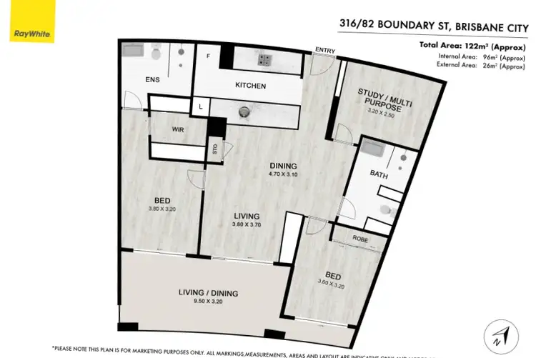 Floorplan of Homely apartment listing, 316/82 Boundary Street, Brisbane City QLD 4000