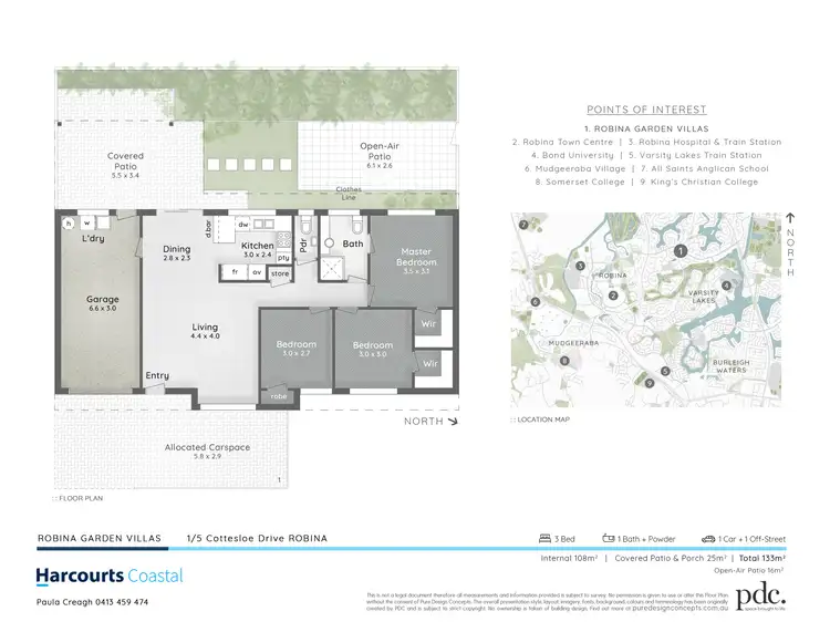 Floorplan of Homely townhouse listing, 1/5 Cottesloe Drive, Robina QLD 4226