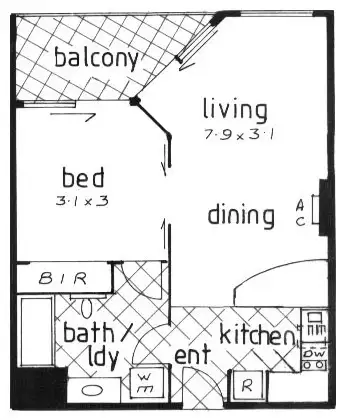 Floorplan of Homely unit listing, 354/99 Griffith Street, Coolangatta QLD 4225