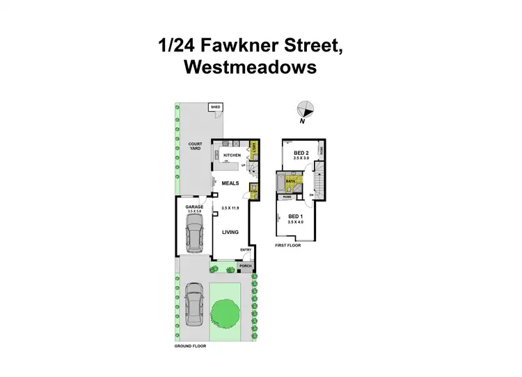 Floorplan of Homely townhouse listing, 1/24 Fawkner Street, Westmeadows VIC 3049
