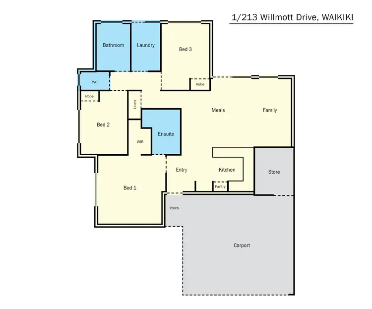 Floorplan of Homely unit listing, 1/213 Willmott Drive, Waikiki WA 6169