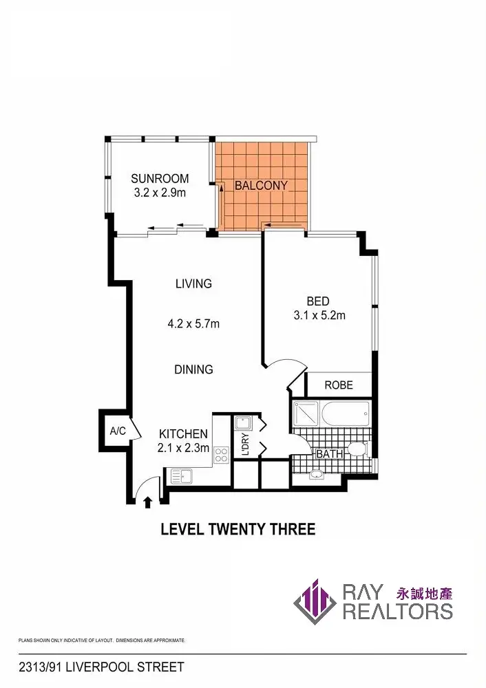 Floorplan of Homely apartment listing, 2313/91-93 Liverpool Street, Sydney NSW 2000