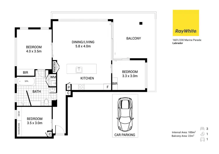 Floorplan of Homely apartment listing, 1601/230-236 Marine Parade, Labrador QLD 4215