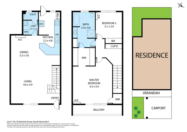 Floorplan of Homely unit listing, 7/76-78 Mitchell Street, North Ward QLD 4810