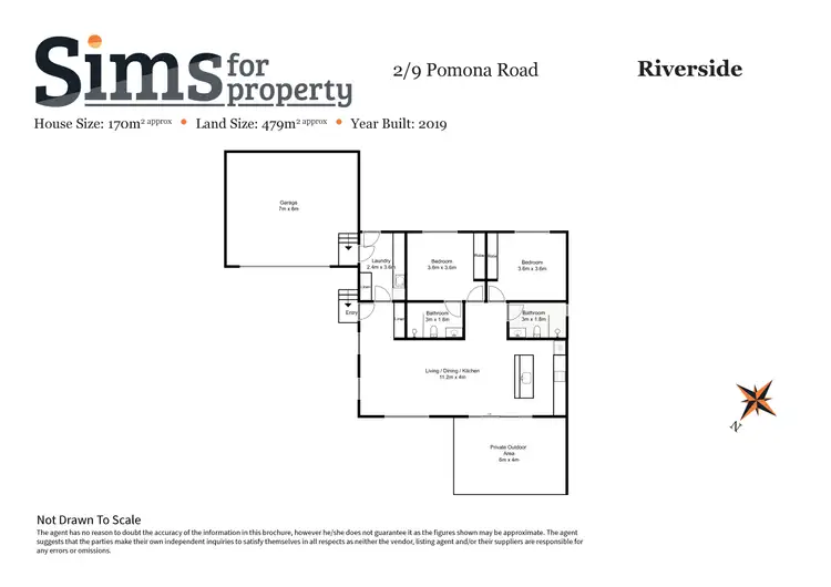 Floorplan of Homely townhouse listing, 2/9 Pomona Road, Riverside TAS 7250