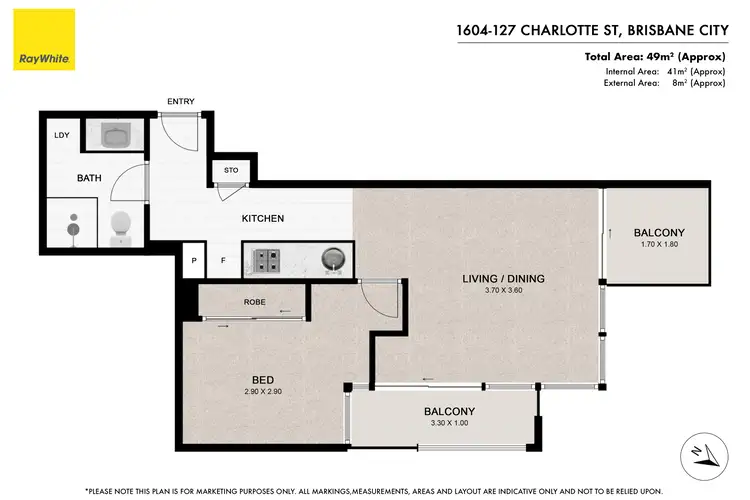 Floorplan of Homely apartment listing, 1604/127 Charlotte Street, Brisbane City QLD 4000