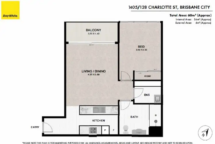 Floorplan of Homely apartment listing, 1405/128 Charlotte Street, Brisbane City QLD 4000
