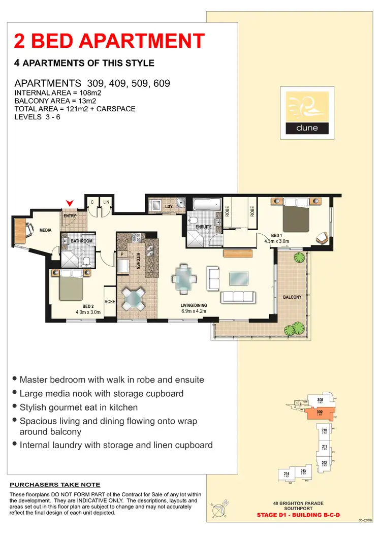 Floorplan of Homely apartment listing, 309/1 Aqua Street, Southport QLD 4215