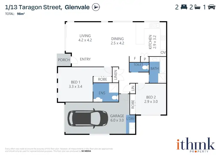 Floorplan of Homely unit listing, 1/13 Taragon Street, Glenvale QLD 4350
