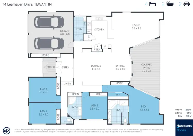 Floorplan of Homely house listing, 14 Leafhaven Drive, Tewantin QLD 4565