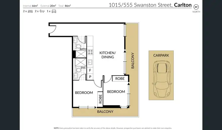 Floorplan of Homely apartment listing, 1015/555 Swanston Street, Carlton VIC 3053