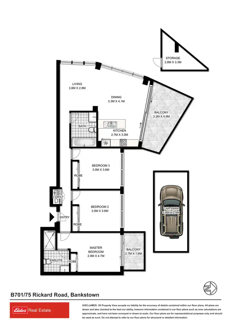 Floorplan of Homely unit listing, B701/75 Rickard Road, Bankstown NSW 2200