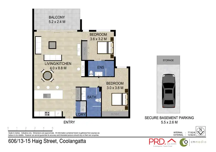 Floorplan of Homely unit listing, 606/13-15 Haig Street, Coolangatta QLD 4225