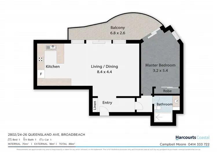 Floorplan of Homely unit listing, 2802/24-26 Queensland Avenue, Broadbeach QLD 4218