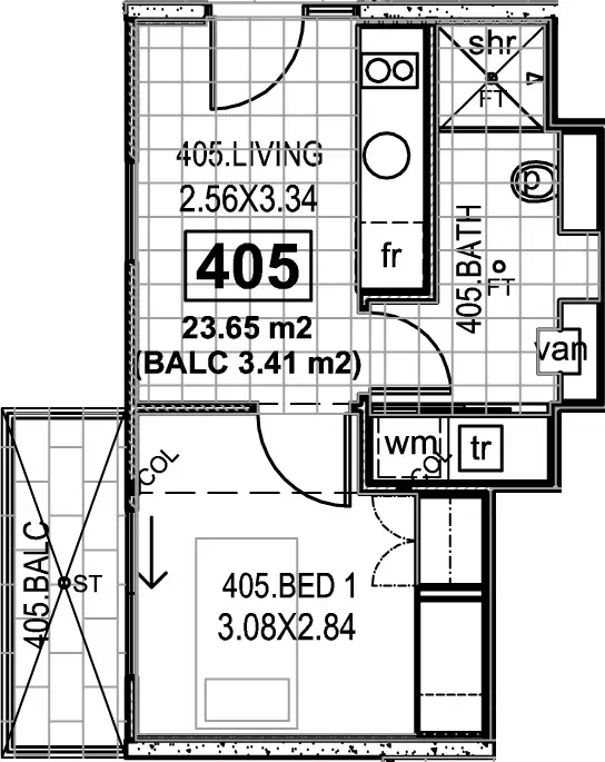 Floorplan of Homely apartment listing, 405/235-237 Pirie Street, Adelaide SA 5000