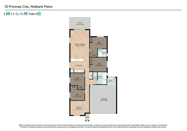 Floorplan of Homely house listing, 33 Primrose Crescent, Redbank Plains QLD 4301
