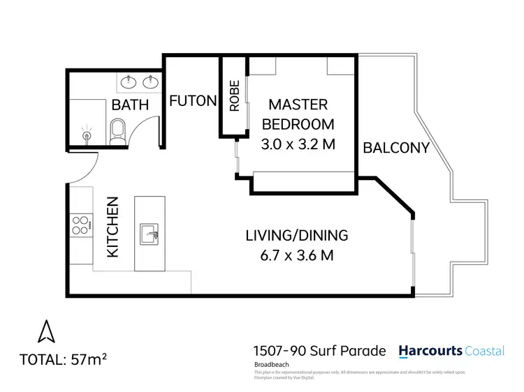 Floorplan of Homely apartment listing, 1507/24-26 Queensland Avenue, Broadbeach QLD 4218