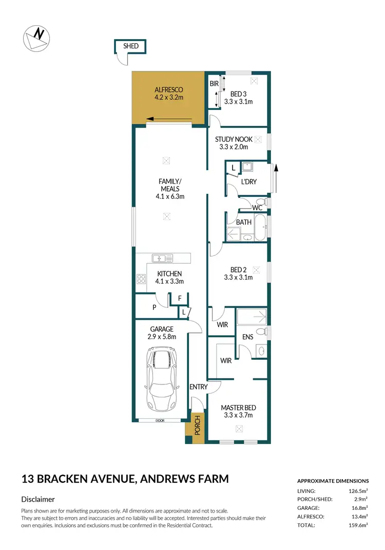 Floorplan of Homely house listing, 13 Bracken Avenue, Andrews Farm SA 5114