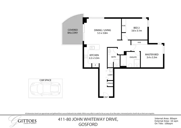 Floorplan of Homely unit listing, 411/80 John Whiteway Drive, Gosford NSW 2250