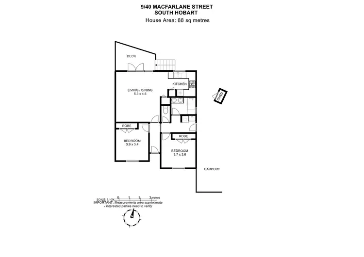 Floorplan of Homely unit listing, 9/40 Macfarlane Street, South Hobart TAS 7004