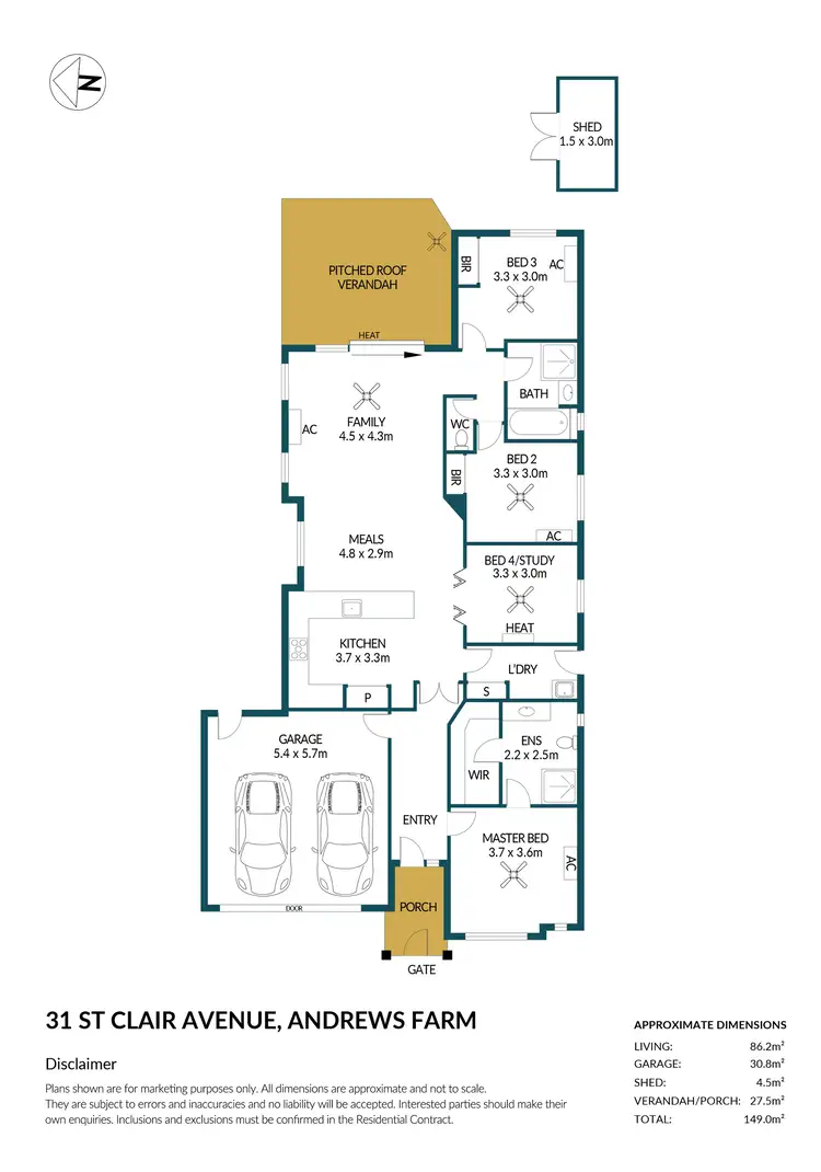 Floorplan of Homely house listing, 31 St Clair Avenue, Andrews Farm SA 5114