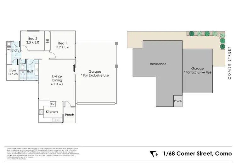 Floorplan of Homely villa listing, 1/68 Comer Street, Como WA 6152