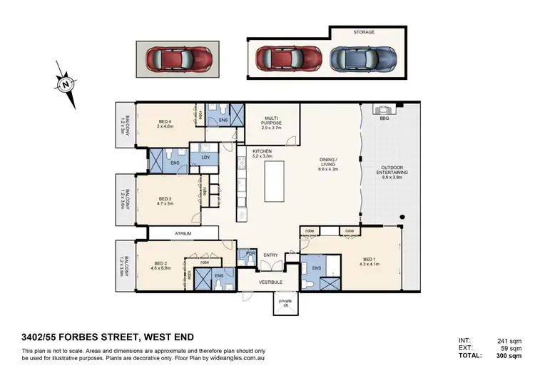 Floorplan of Homely apartment listing, 3402/55 Forbes St, West End QLD 4101