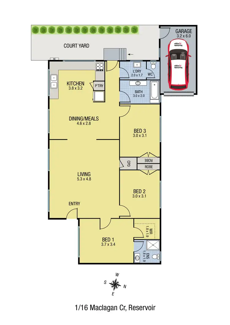 Floorplan of Homely unit listing, 1/16 Maclagan Crescent, Reservoir VIC 3073