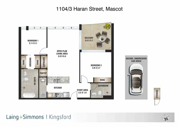 Floorplan of Homely apartment listing, 1104/3 Haran Street, Mascot NSW 2020