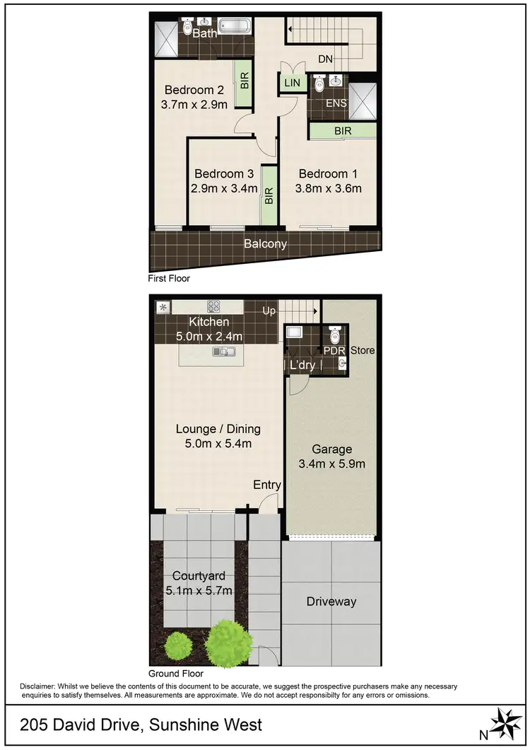 Floorplan of Homely townhouse listing, 205 David Drive, Sunshine West VIC 3020