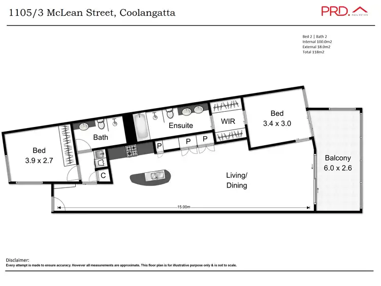 Floorplan of Homely apartment listing, 1105/3 McLean Street, Coolangatta QLD 4225