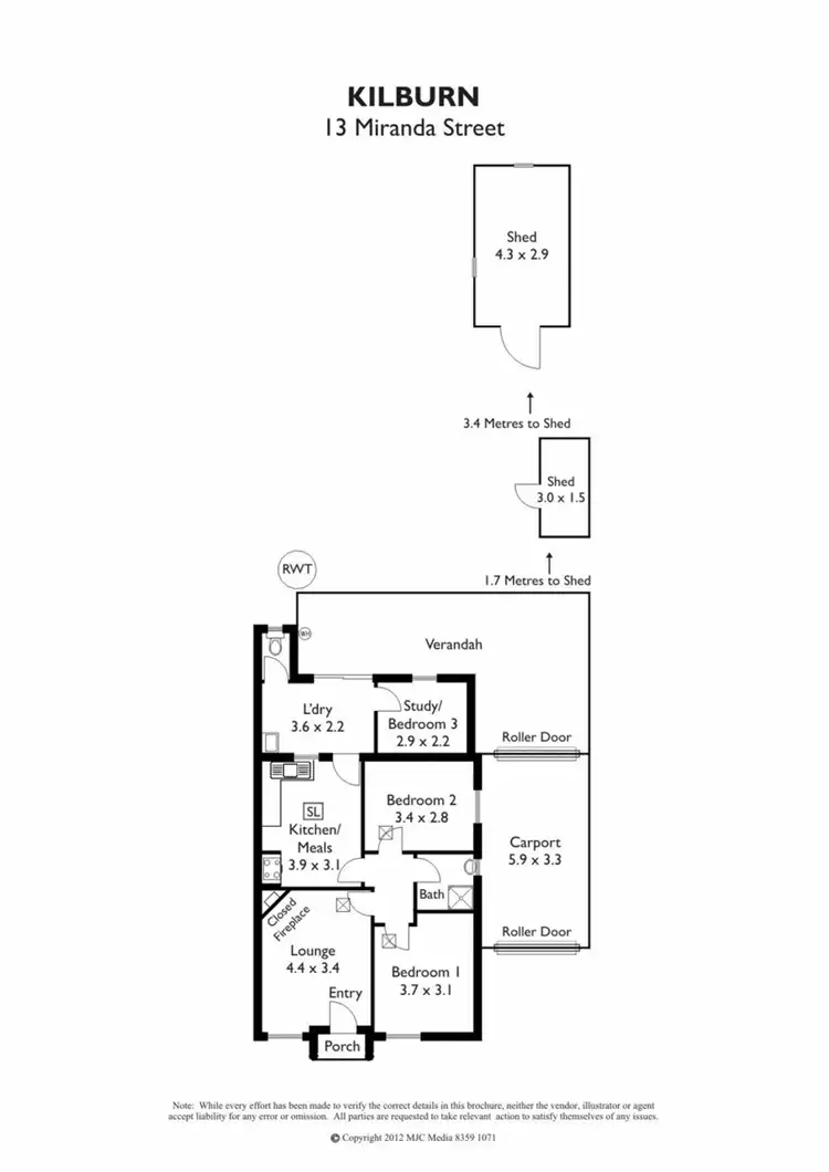 Floorplan of Homely house listing, 13 Miranda Street, Kilburn SA 5084