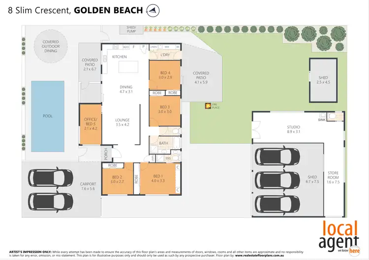 Floorplan of Homely house listing, 8 Slim Cres, Golden Beach QLD 4551