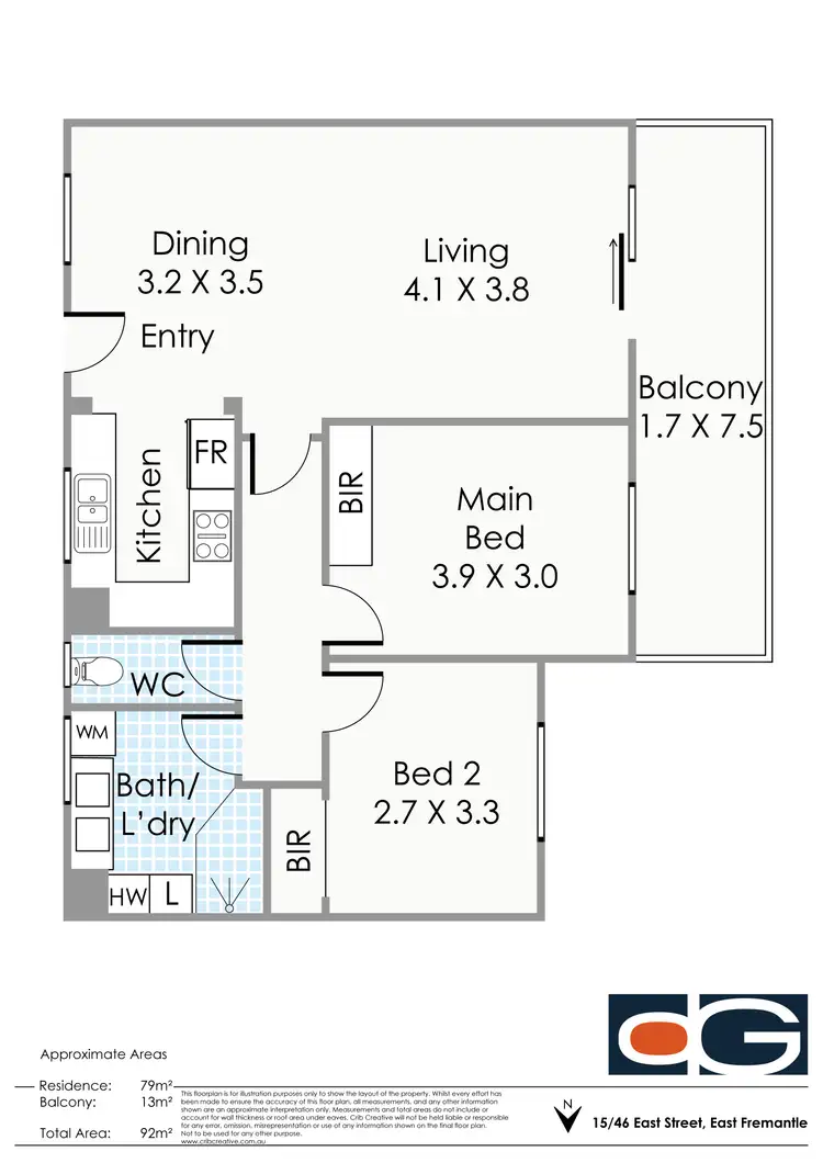Floorplan of Homely apartment listing, 15/46 East Street, East Fremantle WA 6158