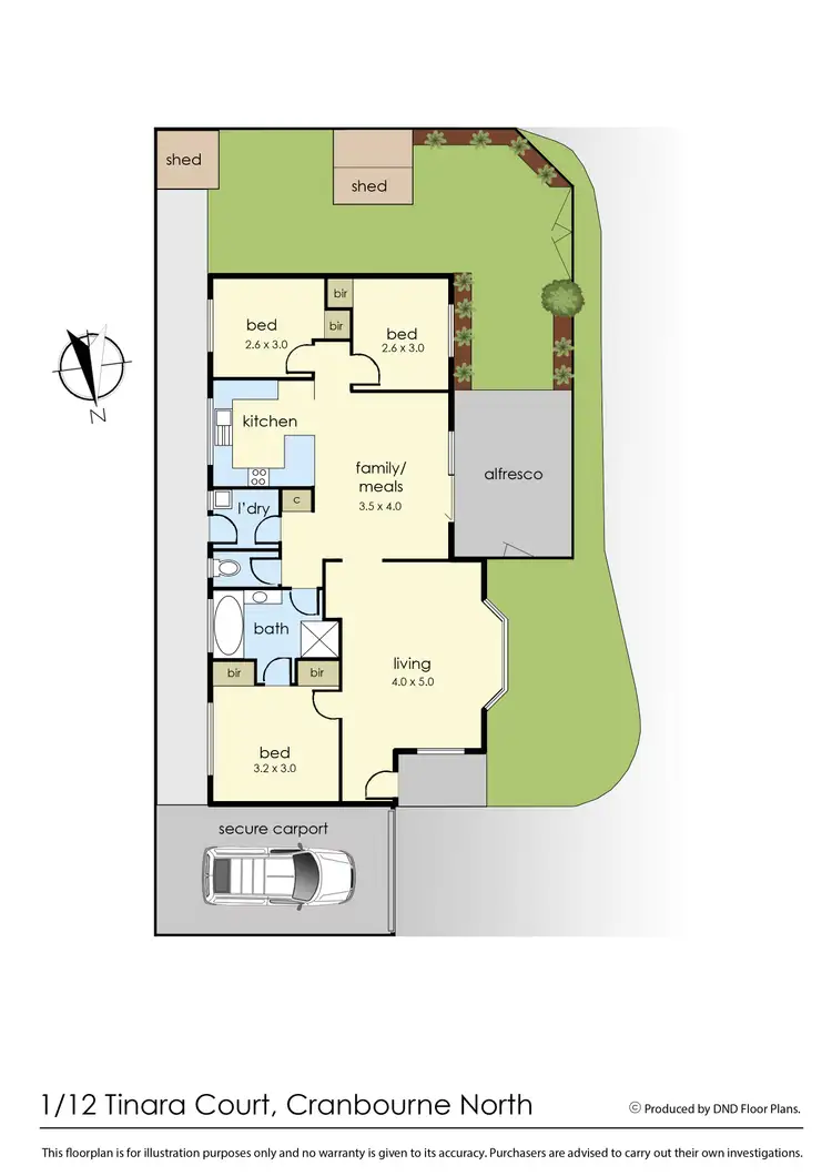 Floorplan of Homely unit listing, 1/12 Tinara Court, Cranbourne North VIC 3977