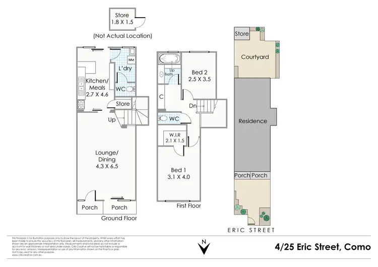 Floorplan of Homely townhouse listing, 4/25 Eric Street, Como WA 6152